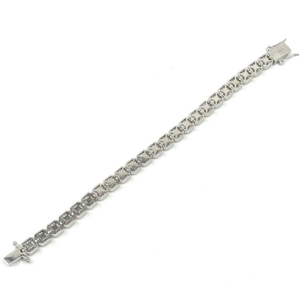 925 Silver, 11.5CTW Ice Cube Moissanite Bracelet - 8.5 - Picture 7 of 8